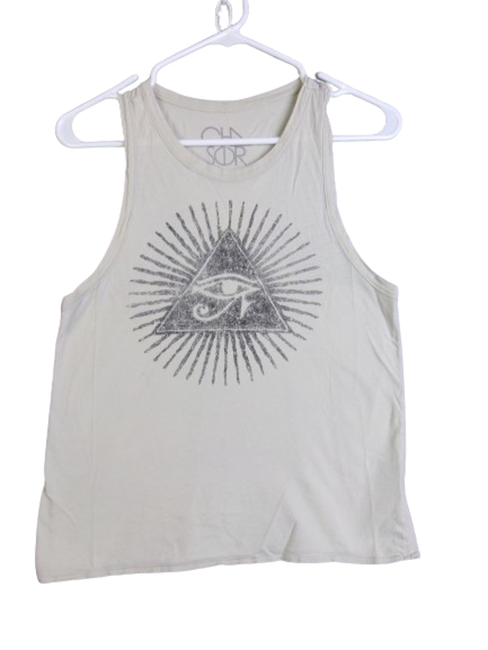 Cha Sor Womens Tank Top S White All Seeing Eye Graphic Yoga Activewear